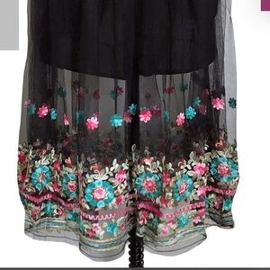 Beautiful black with floral embroidery tulle skirt by Aratta